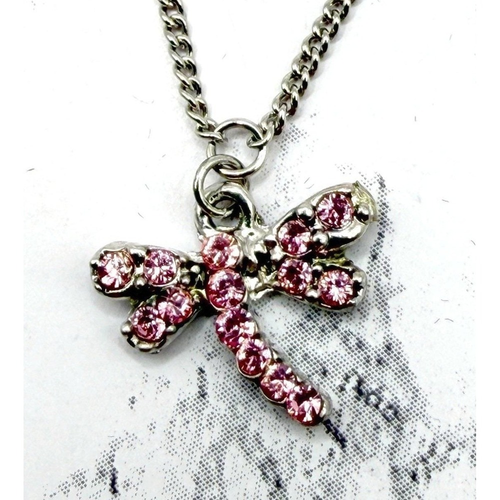 Pink‎ Crystal Dragonfly Anklet Swarovski Elements Crystale Silver 8-9"